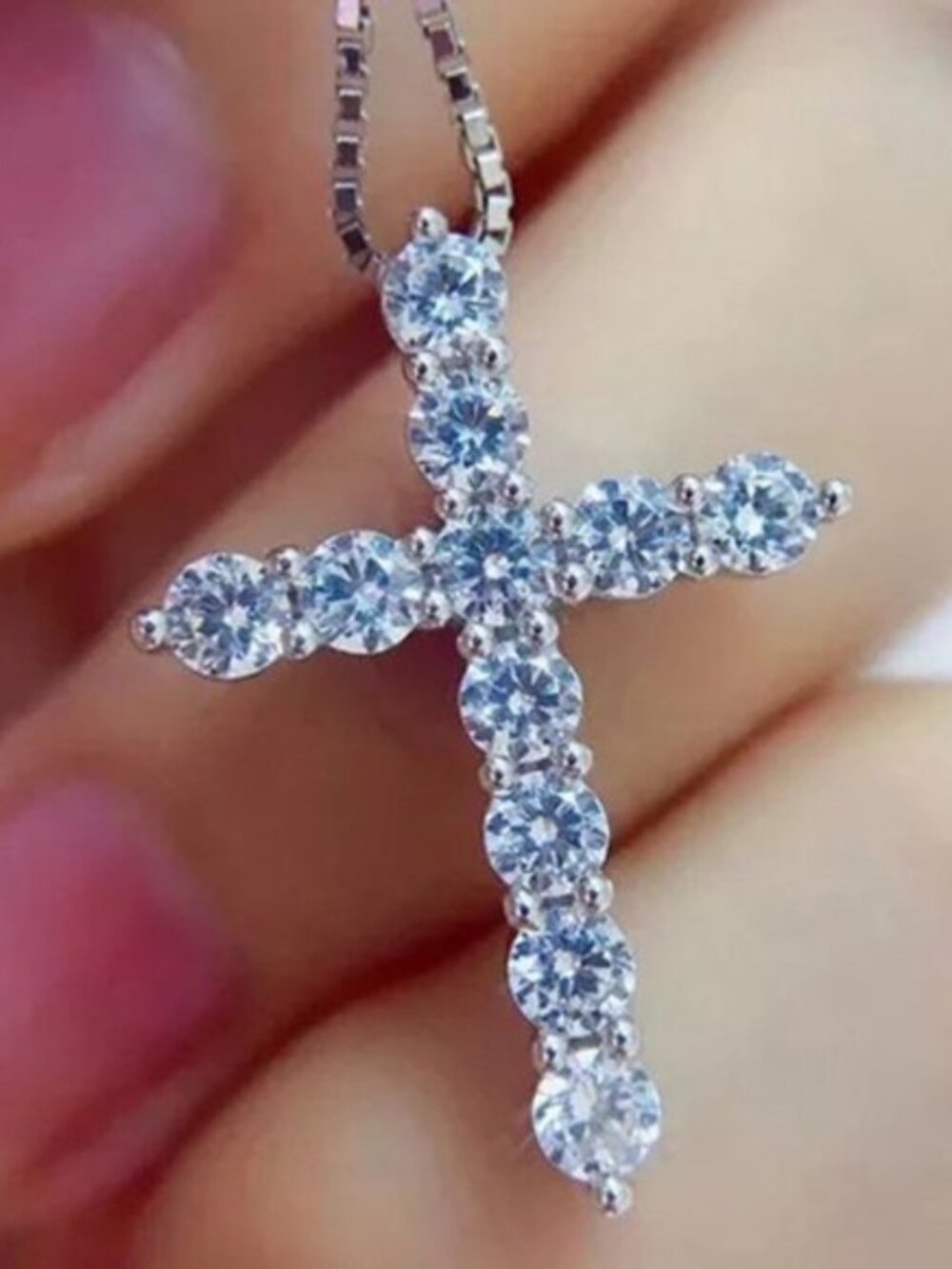 Certified 3.3ct. t.w. Moissanite Diamond Cross Pendant Necklace NEW